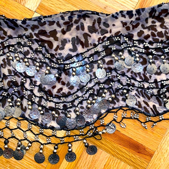 Leopard belly dancing beaded wrap skirt one size - Picture 2 of 4